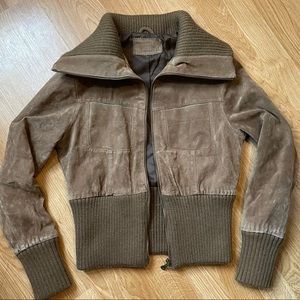 Suede leather bomber jacket